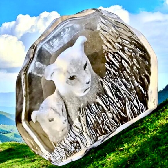 Kosta Boda Sweden Iceberg.Mats Johasson Artist Glass Sculpture Figurine Cougar - Picture 4 of 10